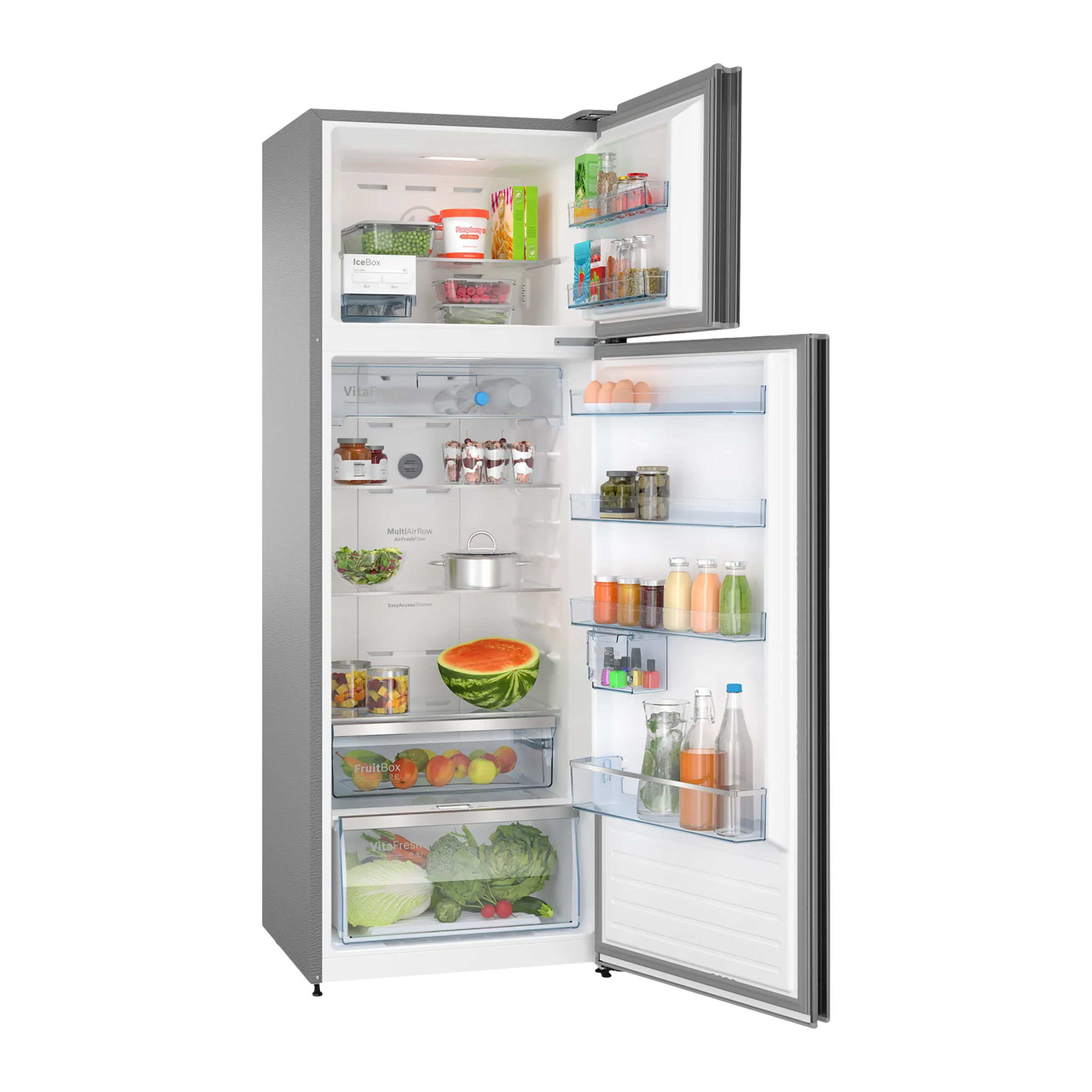 BOSCH Series 4 368 Litres 3 Star Frost Free Double Door Refrigerator  (CTC39K03NI, Smoky Steel)